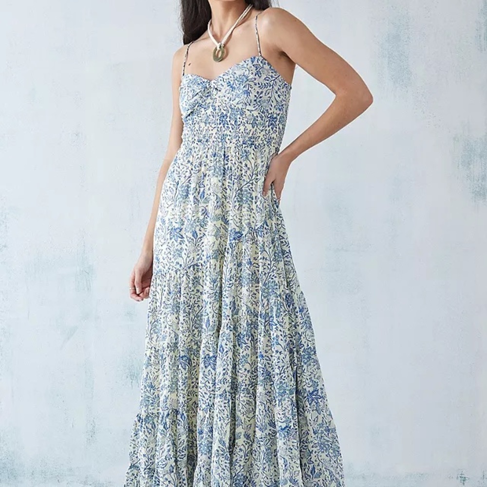 Free People Blue and White Maxi Dress